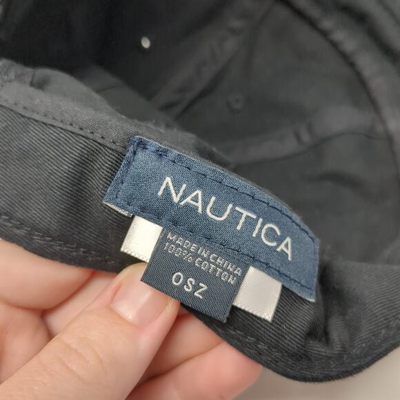 Nautica Slideback Baseball Hat Black One Size Embroidered Adjustable - Picture 9 of 9